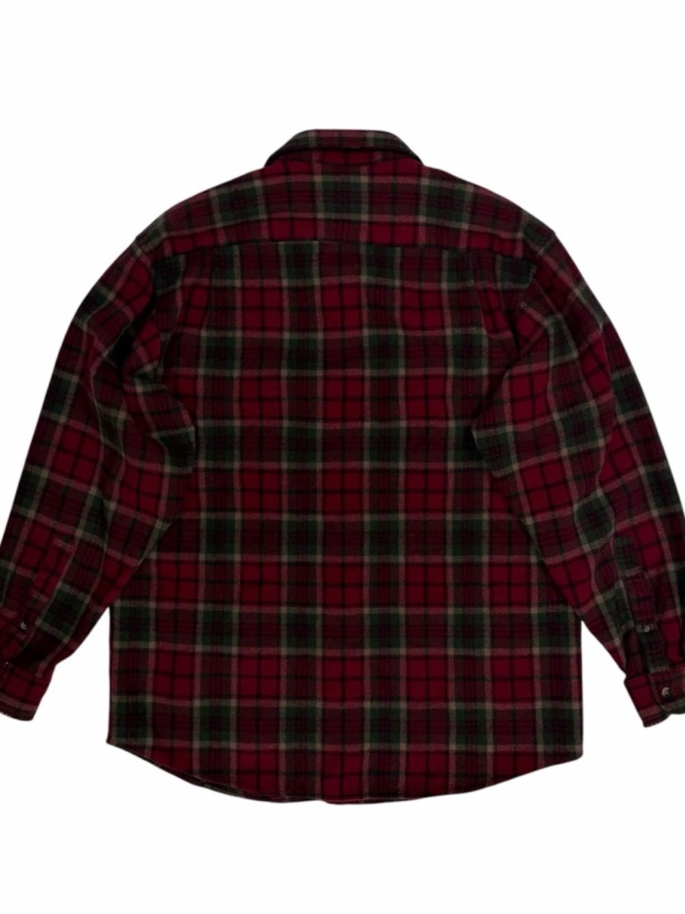 Vintage Pendleton Board Shirt Men Large Long Red Green Plaid Wool Collar Flannel - Picture 5 of 9